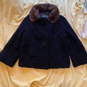 Women's Black Persian lamb Fur Collar Jacket